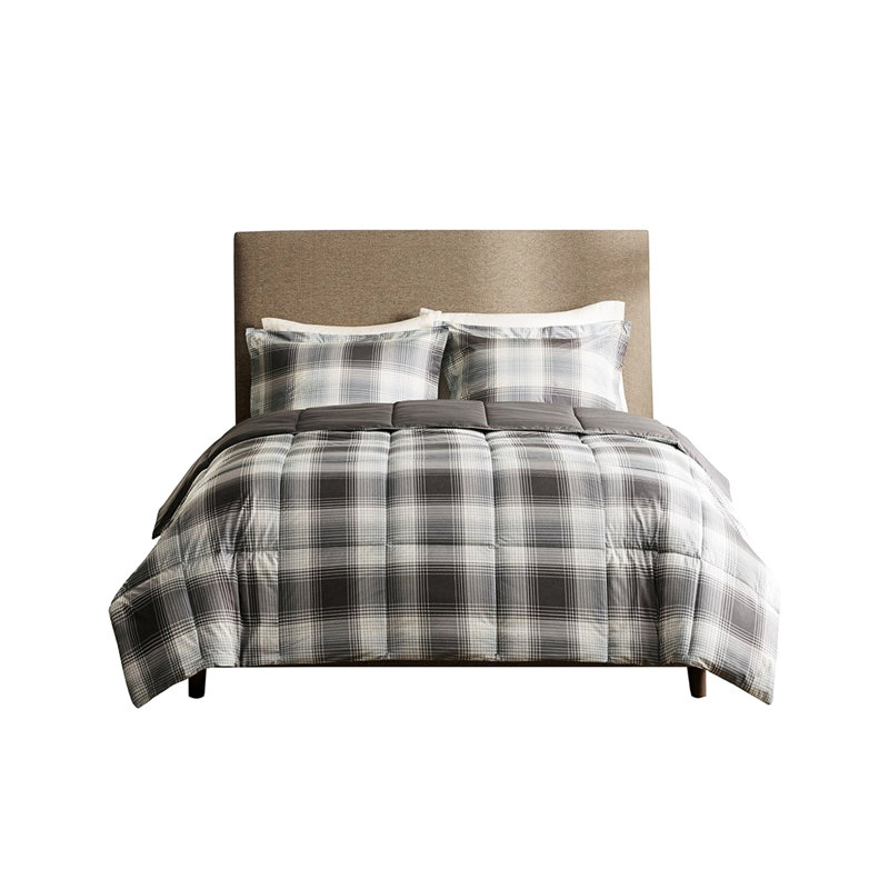 Édredon en duvet synthétique très grand - Gris, Édredon très grand + 2 taies décoratives