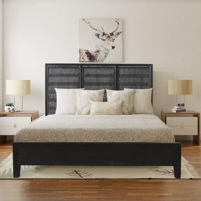 Geline Solid Wood Panel Bed, King