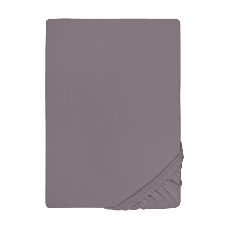 100% Cotton Jersey Knit Fitted Sheet, 140-160 x 200-220 cm, Grey/Brown/Blue