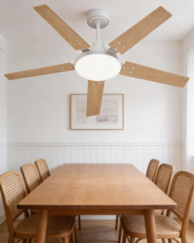 Ventilateur de plafond intelligent 52 po avec télécommande et moteur CC réversible - à intensité variable, 3 CCT, minuterie, à faible bruit pour le salon