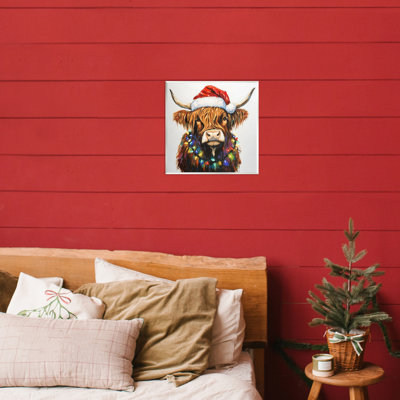 Plaque murale Holiday Holiday Bedecked Highland, design par Petal Prints Design