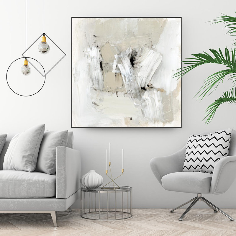 «Neutral Brushstrokes I», toile encadrée par Giant Art, H 20 po x l 20 po