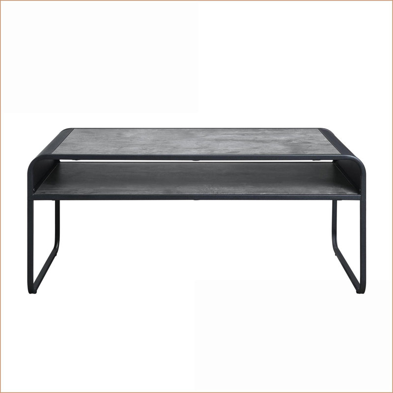 Table basse Modern Raziela avec structure en métal et plateau en bois composite - Gain de place et style polyvalent