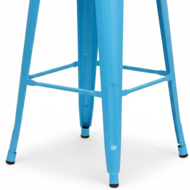 Johanes 30 In. H Blue Backless Metal Bar Stool With Metal Seat Set Of 2