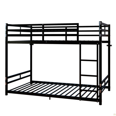 Bunk Bed with Ladder and high Guardrail Metal Bunk Bed, Storage Space, Noise Free,Twin Over Twin Size,BLACK