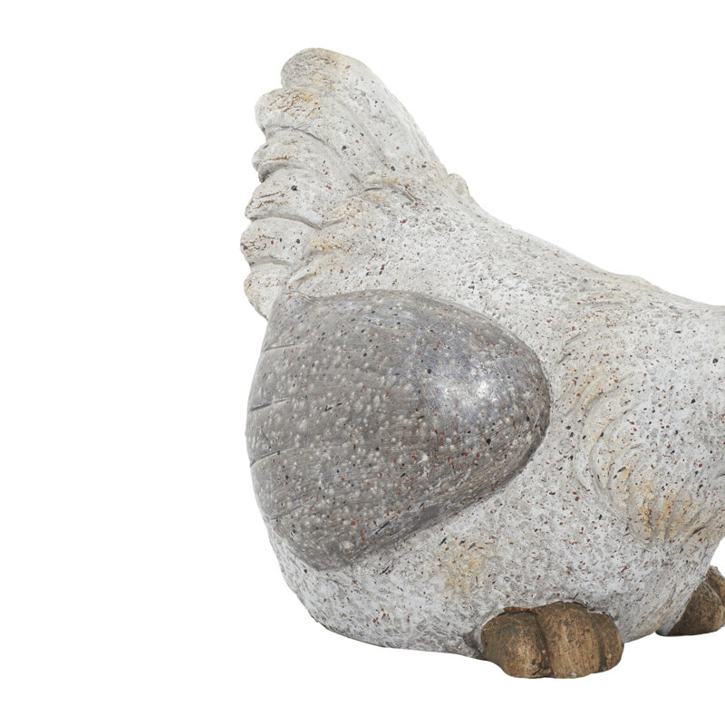 Adelphia Polystone Indoor Outdoor Chicken Decorative White Garden Sculpture