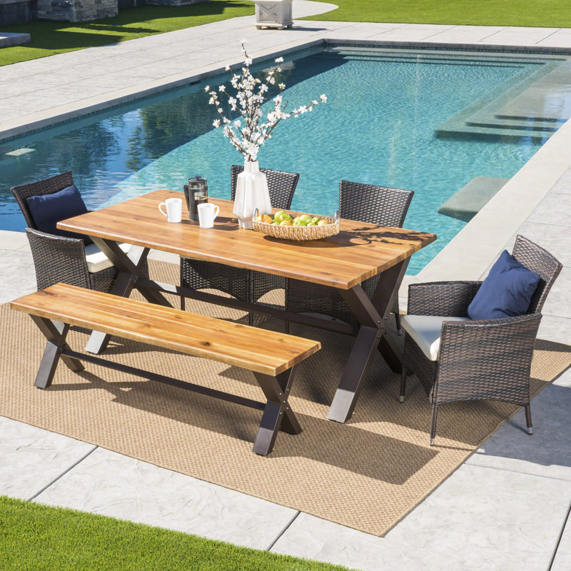 Arbus Rectangular 6-Person 70.75" Long Dining Set with Cushions
