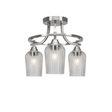 Yoniel Paramount 3 Light Semi-Flush Shown In Brushed Nickel Finish With 5" Clear Textured Glass