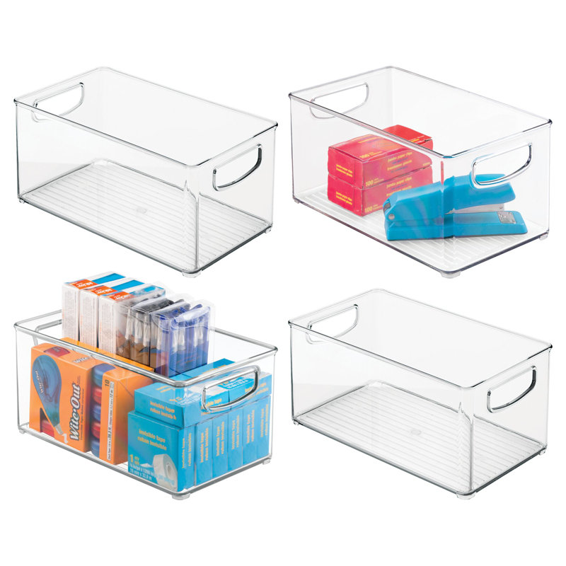 iDesign Plastic Stackable Pantry Bin with Handles - Set of 4 - Clear