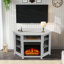  Corner TV Unit Stand fits TVs up to 55" With 18" Electric Fireplace Included-375253490