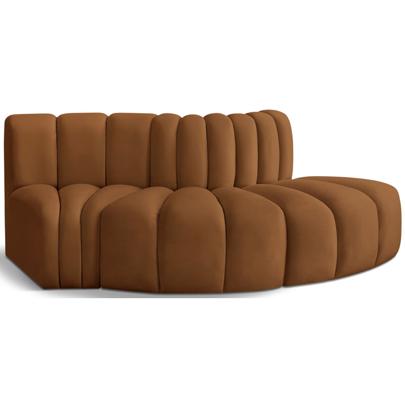 Iyre Upholstered Curved Sectional Reversible, Saddle Velvet