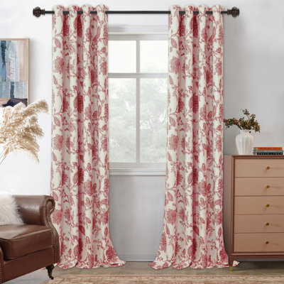 Zawacki Linen Floral Blackout Thermal Grommet Curtain Panels