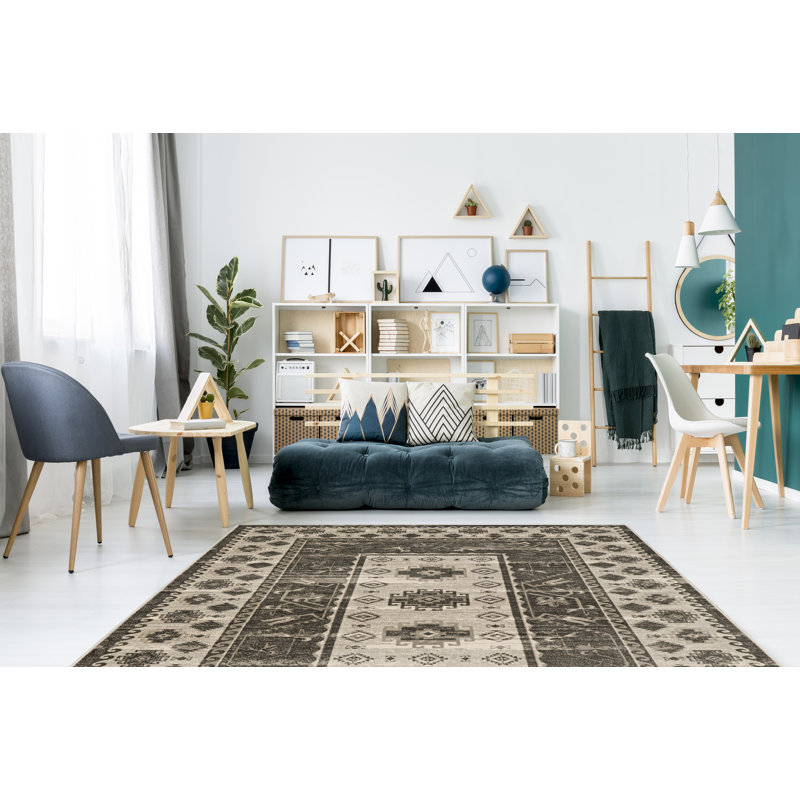 Tapis oriental beige / gris Piggott, Rectangle 9 pi x 12 pi