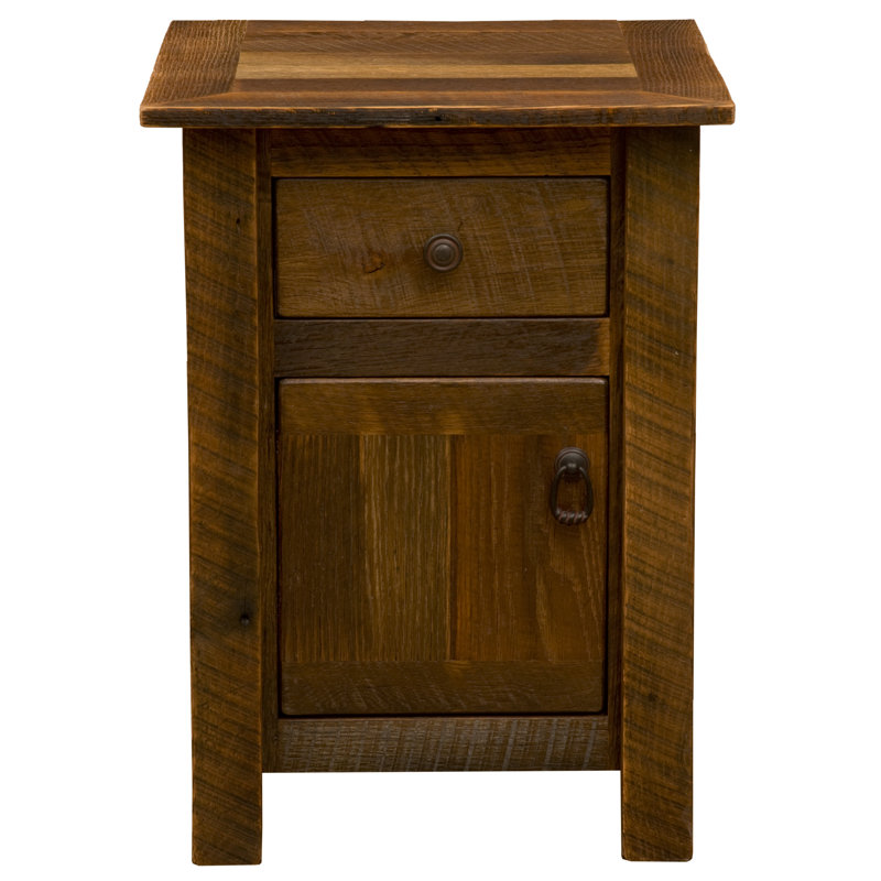 Fireside Lodge Barnwood Enclosed Nightstand, Barnwood