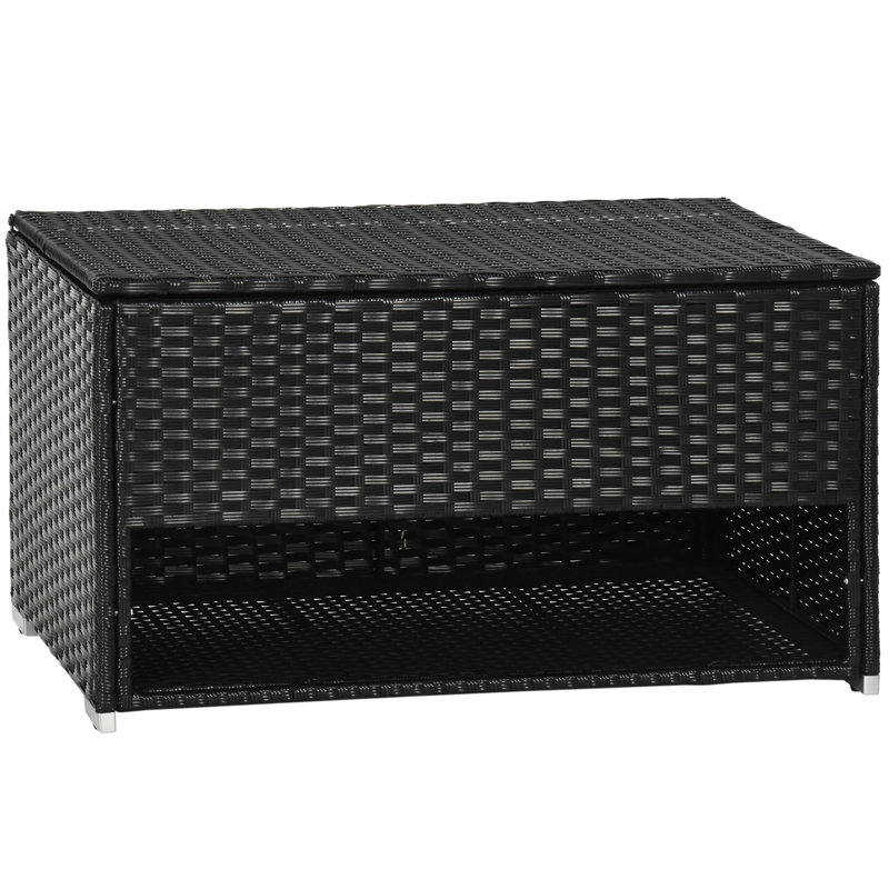 Outsunny 66 Gallon Wicker Deck Box, Black