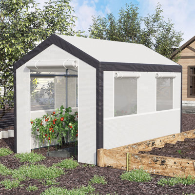 Outdoor Walk-In Greenhouse with Roll-Up Windows and Zippered Doors for Garden Patio Plant Growing