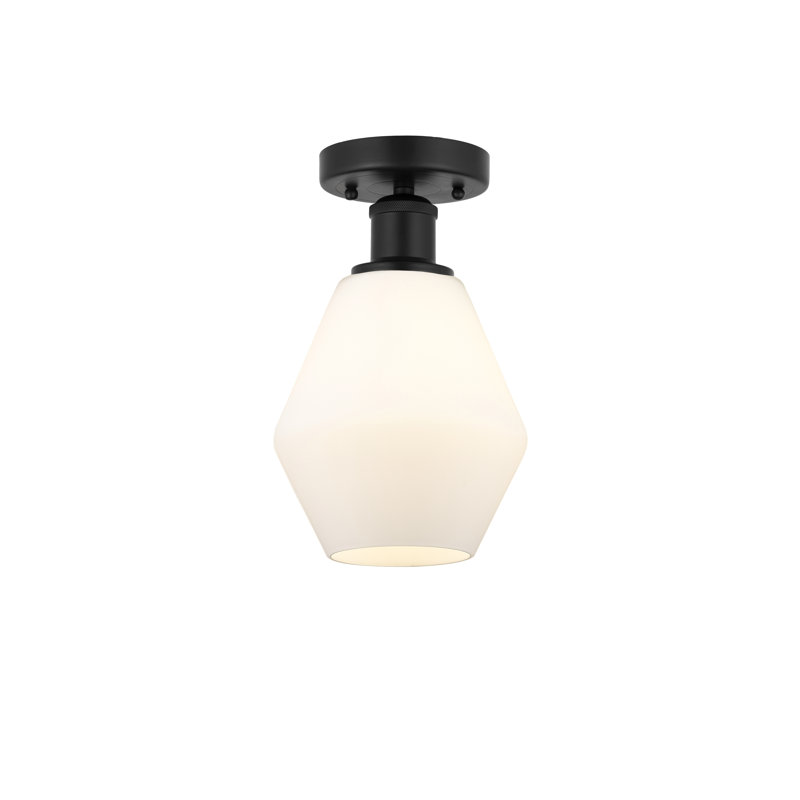Plafonnier semi-encastré en verre Amylea, Noir mat, Boîtier blanc mat, H 10,25 po x l 6 po x P 6 po