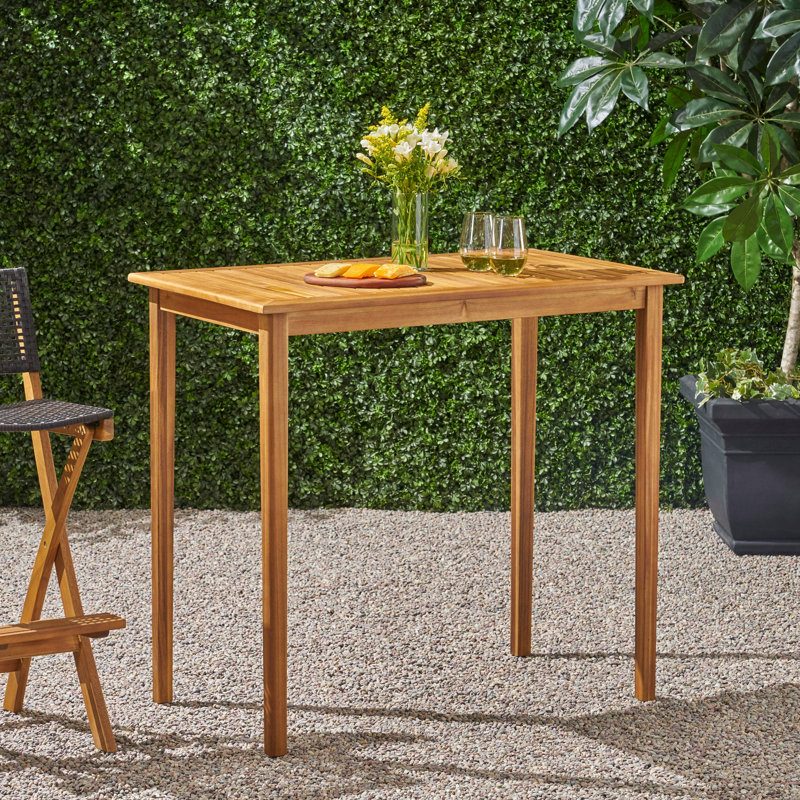 Table de bar d'extérieur en bois, finition, largeur de 25 po, bois franc, rectangle facile à entretenir à partir d'une hauteur de 40 po, utilisation, structure d'usure