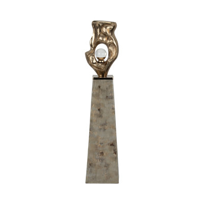 Contemporary Sculptural Abstract Obelisk Metal Iron Flower Vase for Accent Table - Modern Tall Home Decor Accent for Shelf Display - Gold