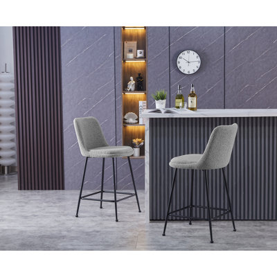 Gwenan 25.39" Fabric Bar Stool with Steel Legs by Ivy Bronx
