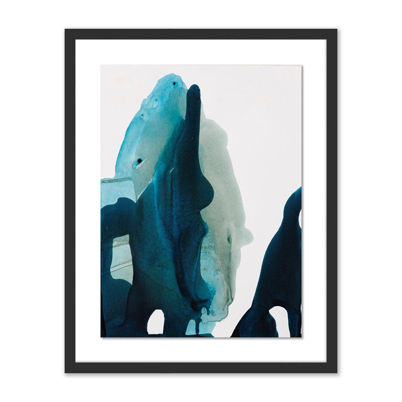 «Blue Abyss IV» par Kim Whiteside - reproduction d'art encadrée, H 24 po x l 19 po x P 1,5 po, Noir