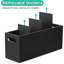 Large 4-Compartment Wooden Utensil Holder (Black, with Removable Divider)
