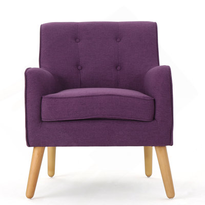 Mid - Century Modern ARM CHAIR With Extra Cushioning, Vintage Wooden Legs, And Classic Silhouette, Ideal For Any Home Decor.