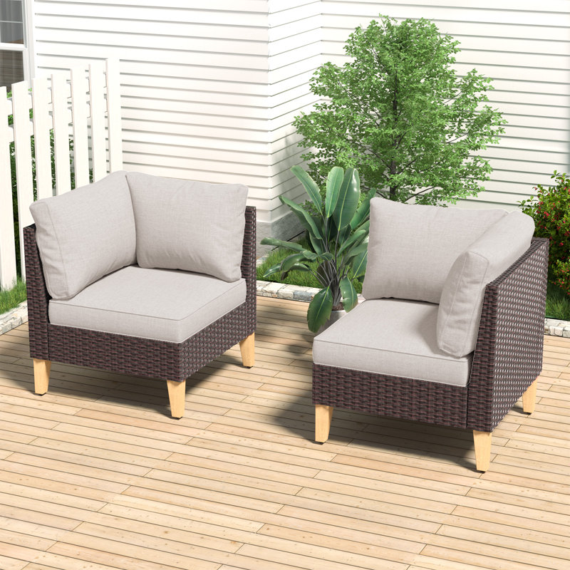 Chaise d'appoint de patio avec coussins Tuule, Beige