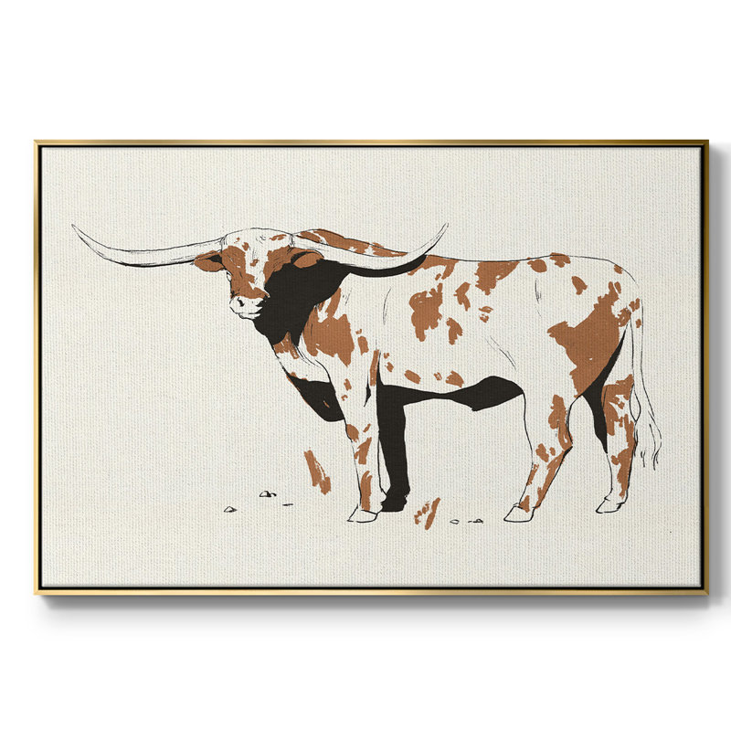 Toile encadrée de qualité supérieure Terre Cotta Steer II - prête à être accrochée, H 17 po x l 25 po x P 2 po