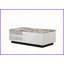 Table basse 47 po en faux marbre blanc - rangement de tiroir et amp; Base noire pour salon moderne