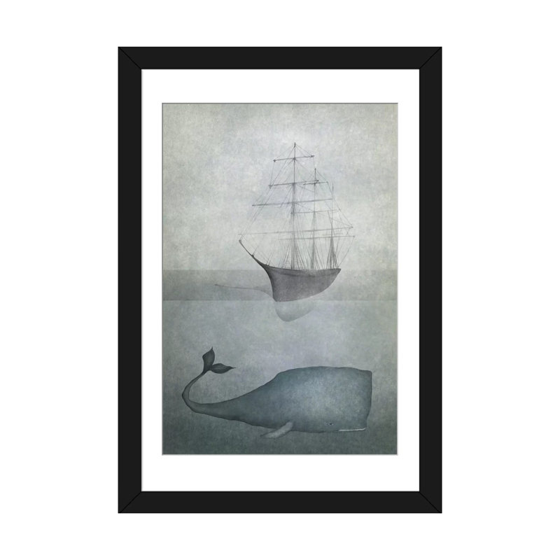 Deep Water - impression sur toile tendue, H 24 po x l 16 po x P 1 po, Papier d'art encadré noir, Blanc