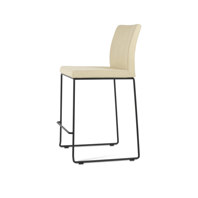 Tabouret de bar et de comptoir empilable en laine Aria, Noir, noir, noir, noir, Beige