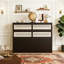Grand lit escamotable, armoire-lit en bois de pin avec décoration en rotin et tiroir de rangement-1652266693