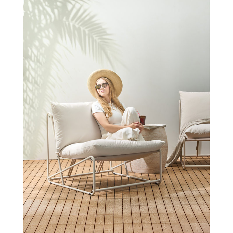 Bessi Outdoor Lounge Chair, Beige/Beige