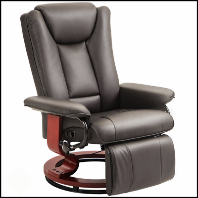 Manual Swivel Recliner Chair With Adjustable Footrest, PU Leather For Ultimate Comfort And Support In Living Rooms