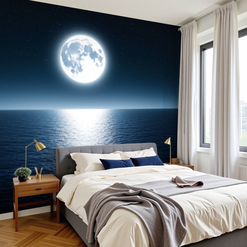 Papier peint adhésif mural pleine lune H 100 po x l 144 po Peel and Stick, 144" L x 100" W