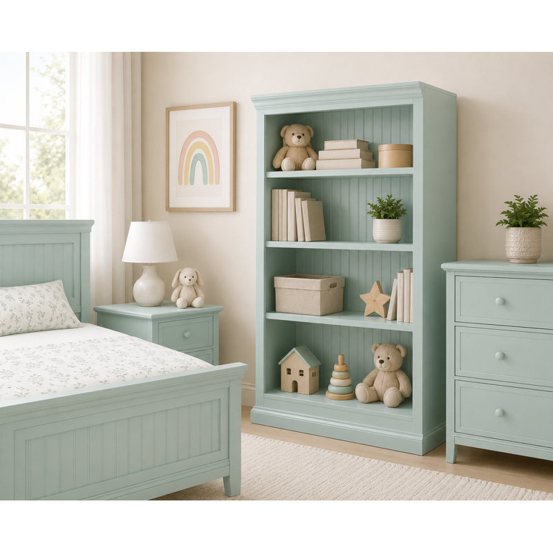 Bibliothèque standard Sherita, Bleu pâle, (3 tablettes) H 60 po x l 32 po x P 14,25 po
