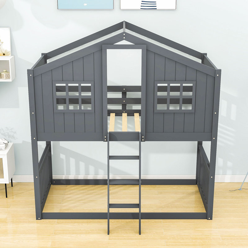 Ronquillo Kids Twin Over Twin Bunk Bed, Gray