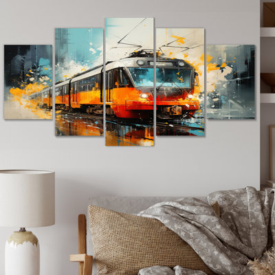 Train Harmonious Contrasts - Transportation Canvas Art Print - 5 Panels