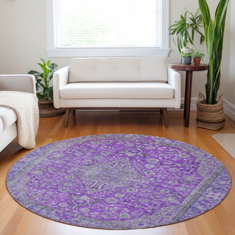 Tapis d'intérieur / extérieur lavable mauve Vexira - LOOMlan, 8 pi x 8 pi