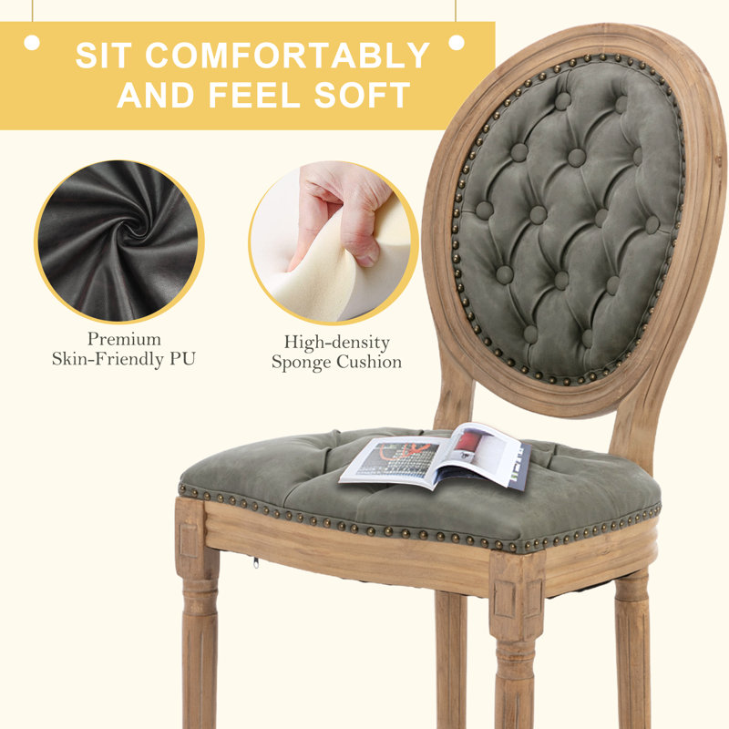 Olive Velvet Upholstered Side Chair with Wood Legs, Set of 6