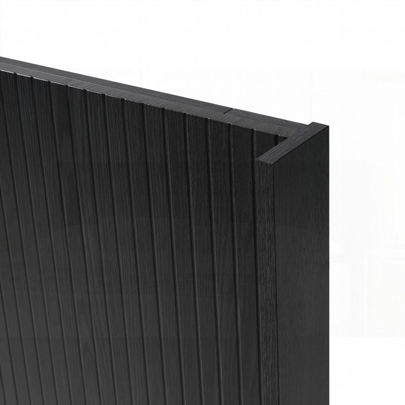 Grande tête de lit en bois de 64,4 po de largeur, sans sommier tapissier, durable et moderne, Grand lit, Grain de bois noir