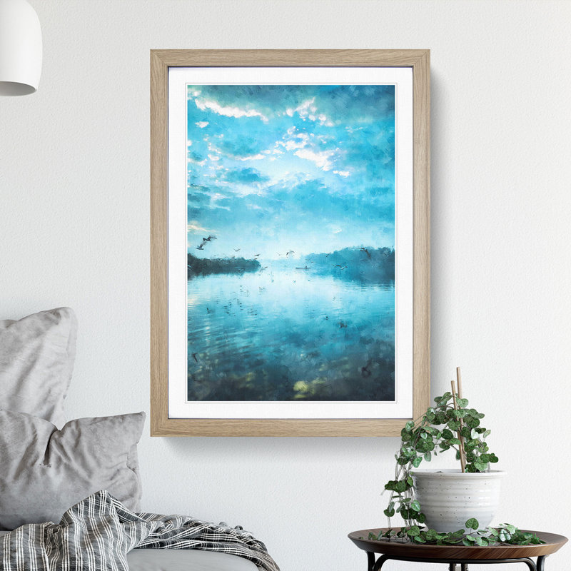 Birds in Flight - Picture Frame Painting, 65cm H x 48cm W x 2cm D, Oak Framed