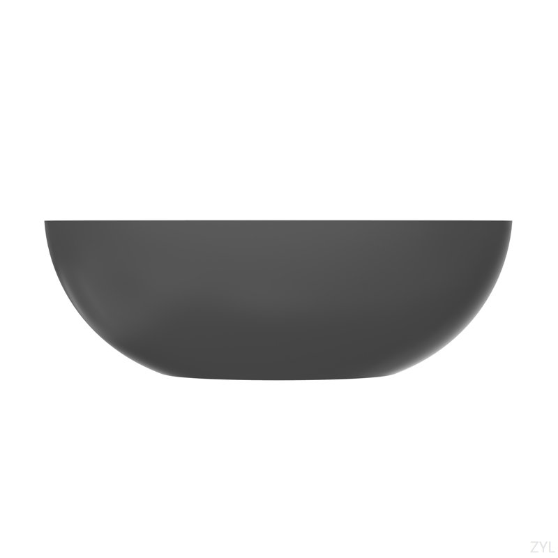 65.2 Inch Freestanding Solid Surface Soaking Bathtub For Bathroom, Dark Grey