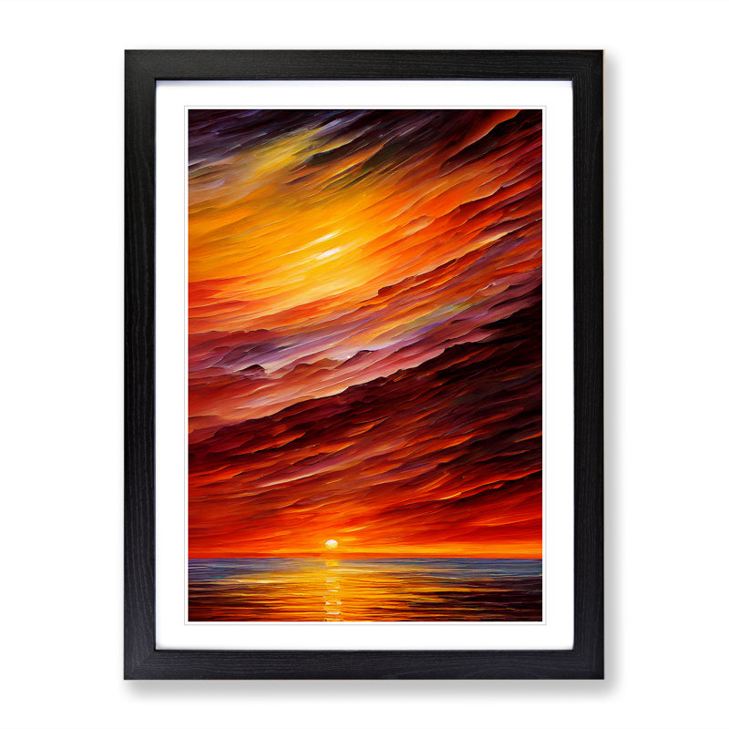 Ocean Sunset View No.1 - Framed Print, Black, 64cm H x 46cm W x 2cm D