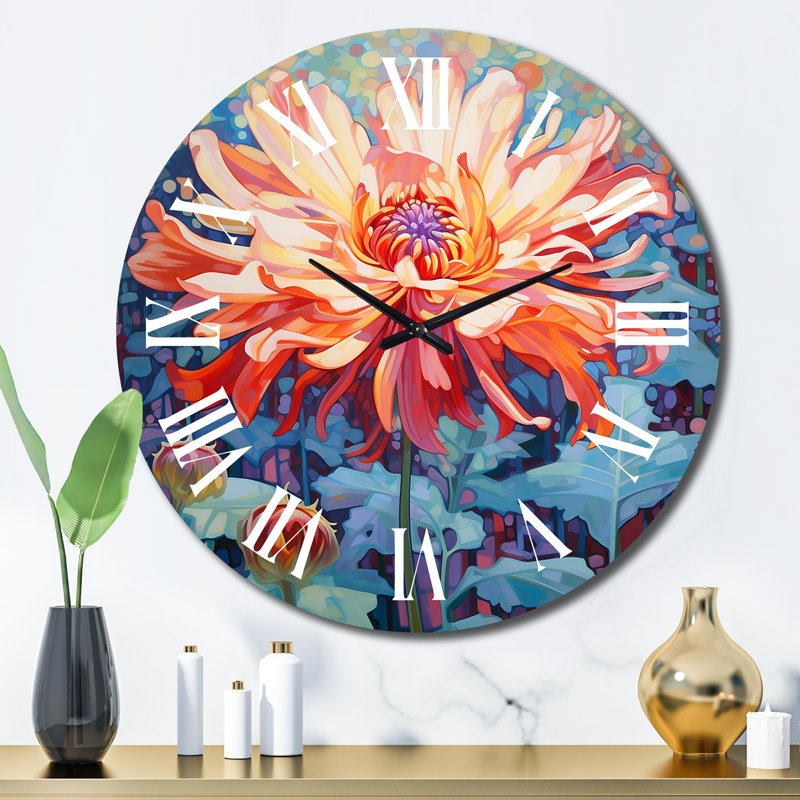 Horloge murale florissante rose, Grand