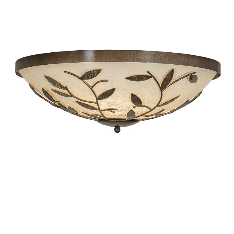 3 - Light Flush Mount, Antique Hammered Gold