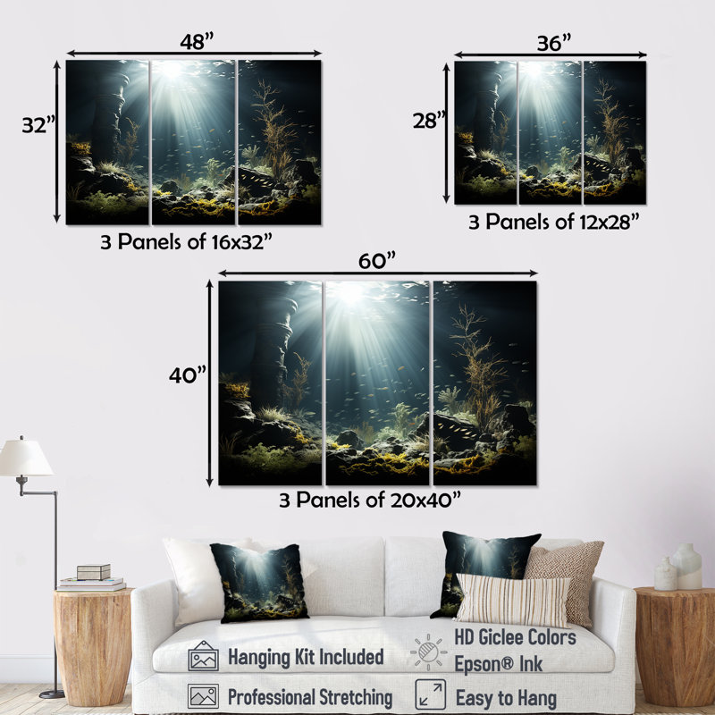 Ensemble de salon Deep Water On Coral Hidden Treasures IV - Coastal Coral Under Water, H 32 po x l 48 po x P 1 po