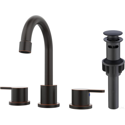 Widespread Bathroom Sink Faucet 2 Handle 8 Inch Lavatory Faucet 3 Hole 360° Swivel Spout Vanity Sink Basin Faucets With Pop Up Drain Assembly