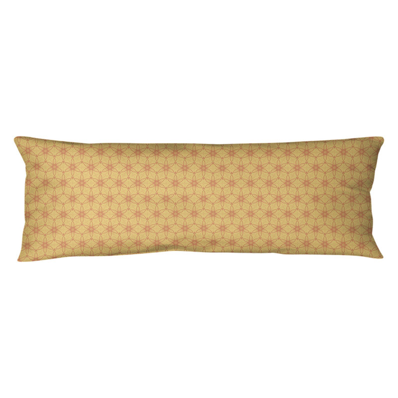 Coussin lombaire géométrique à cercles ornés, Bourre en polyester, Jaune et orange